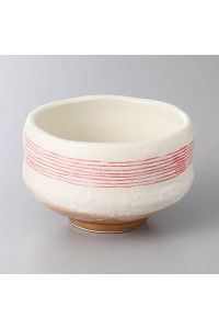 Stoneware small matcha bowl Minoyaki "Aka sensuji"