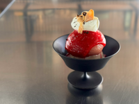 Pêche Melba au Hojicha