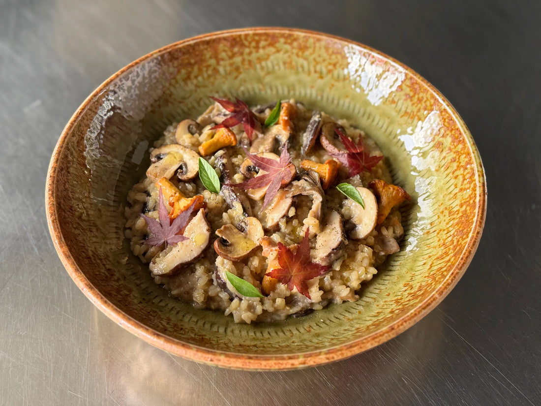 Risotto au riz brun, shiitake et champignons