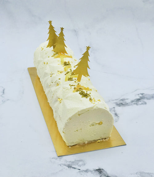 Bûche de Noël au yuzu, chocolat blanc et wasabi