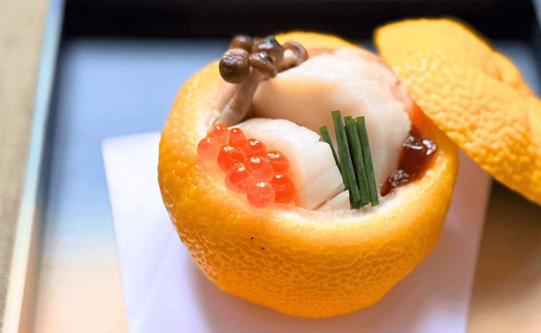 Yuzu farci cuit à la vapeur