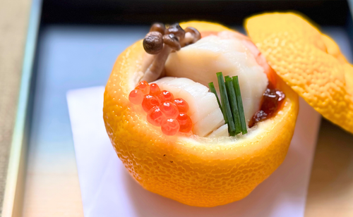 Yuzu farci cuit à la vapeur