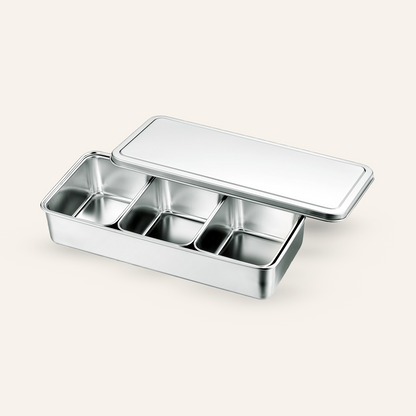 3 Bacs rectangulaires en inox à ingrédients