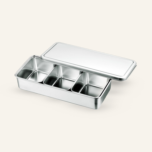 3 Bacs rectangulaires en inox à ingrédients