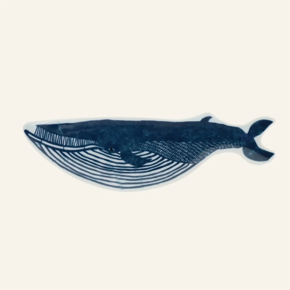 Assiette longue en porcelaine "Baleine bleue"