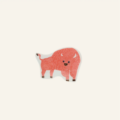 Petite assiette en porcelaine "Bison orange"