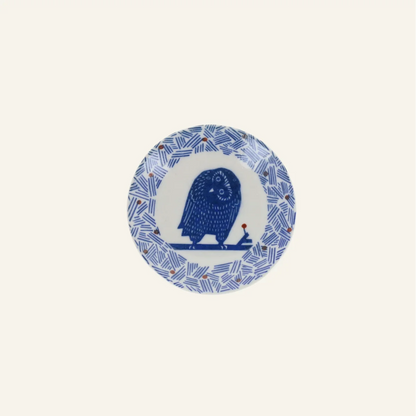 Petite assiette ronde en porcelaine motifs "Hibou"