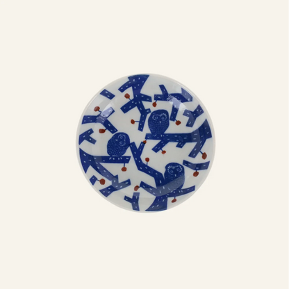 Petite assiette creuse en porcelaine motifs "Hibous"