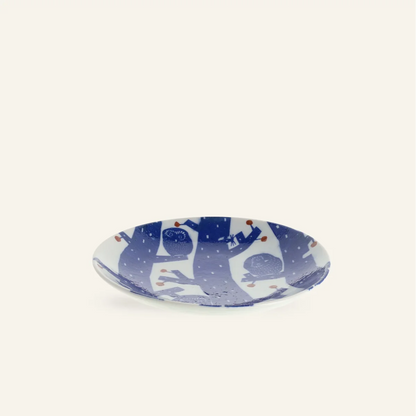 Assiette ronde en porcelaine motifs "Hibous"