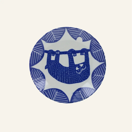 Assiette ronde en porcelaine motifs "Paresseux"