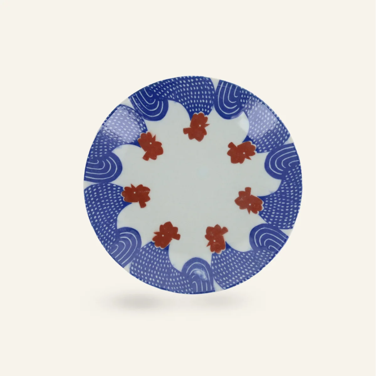 Assiette ronde en porcelaine motifs "Coqs"