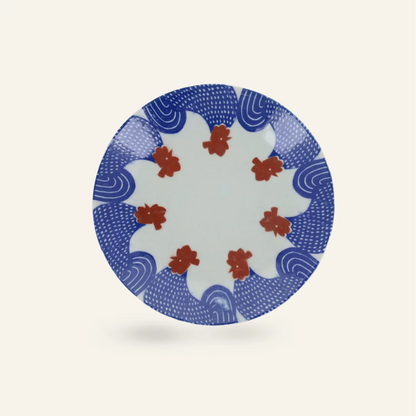 Assiette ronde en porcelaine motifs "Coqs"