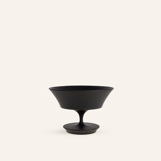 Black Japanese Zelkova Wood Dessert Bowl