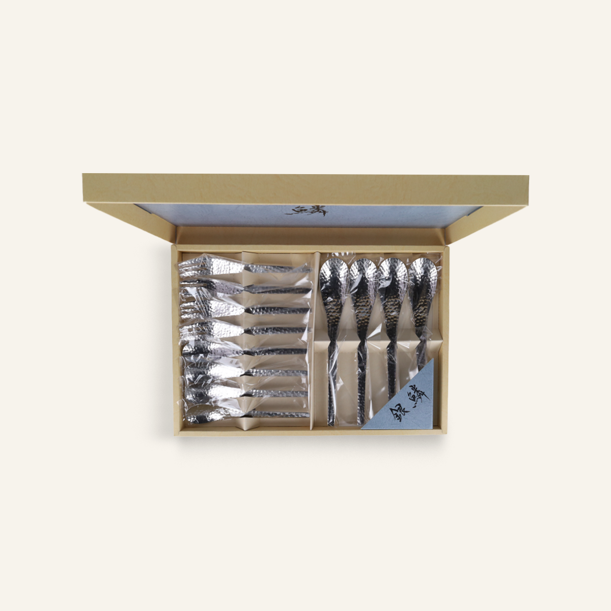 12 hammered dessert cutlery sets
