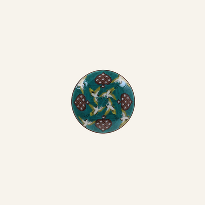 Small Kutaniyaki porcelain plate "Tsuru"