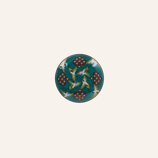 Small Kutaniyaki porcelain plate "Tsuru"