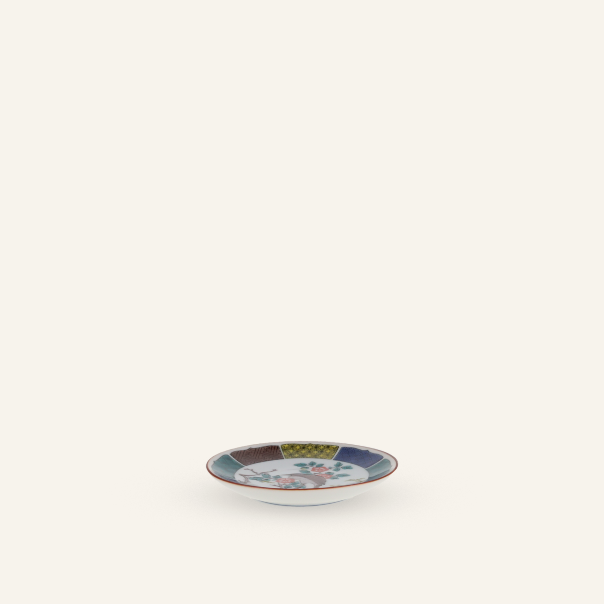 Petite assiette en porcelaine Kutaniyaki "Kacho"