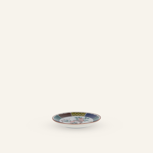 Small Kutaniyaki porcelain plate "Kacho"