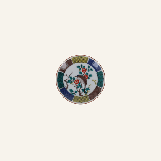 Small Kutaniyaki porcelain plate "Kacho"