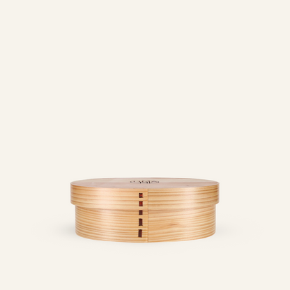 Boîte à bento en cèdre ovale "Magewappa" logotée Umami