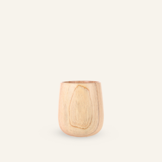 Tasse ronde en bois clair de melia azedarach