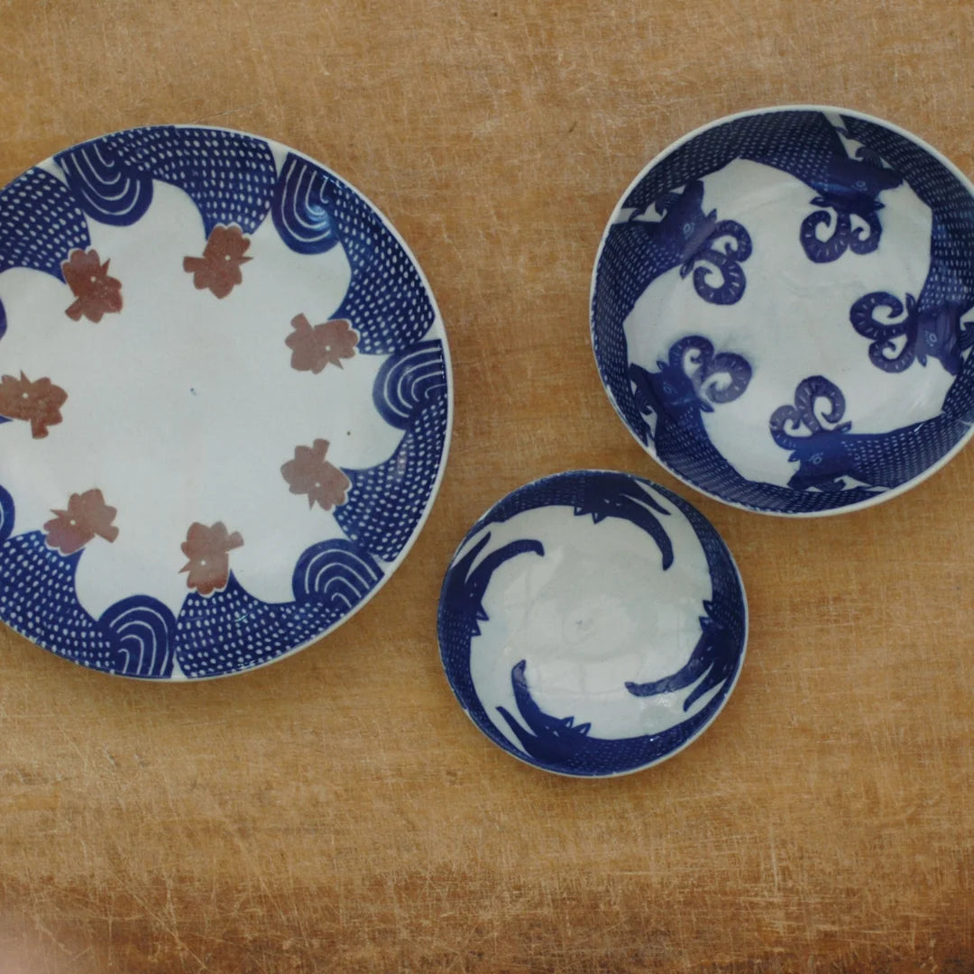 Petite assiette creuse en porcelaine motifs "Boucs"