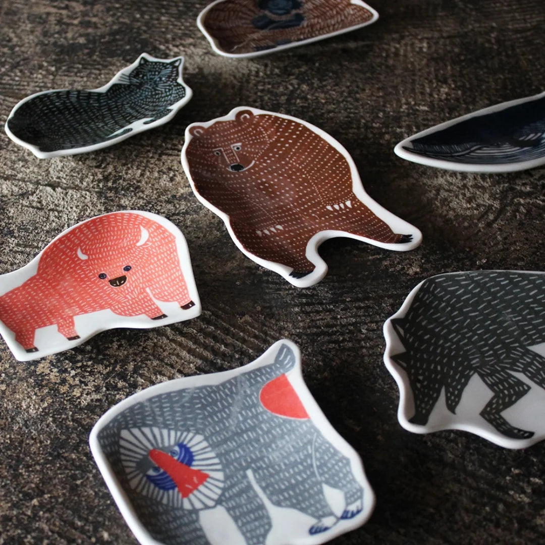 Petite assiette en porcelaine "Bison orange"