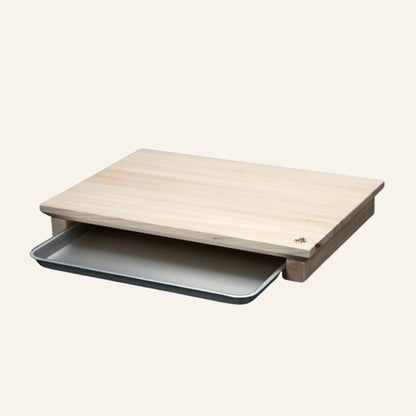 Planche à découper en bois hinoki avec bac de récupération