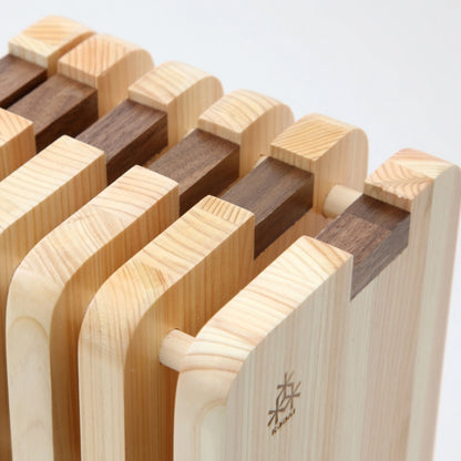 Bloc porte-couteaux en bois hinoki