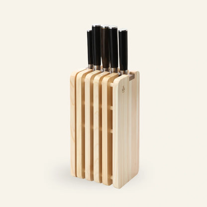 Bloc porte-couteaux en bois hinoki