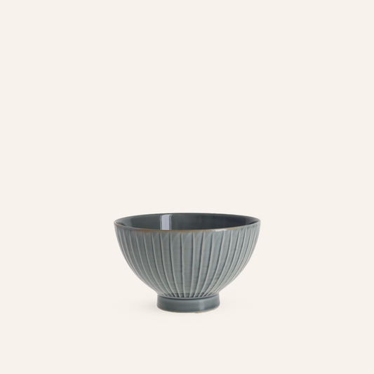 Bol à riz rayé gris en porcelaine Hasamiyaki "choukokumon"