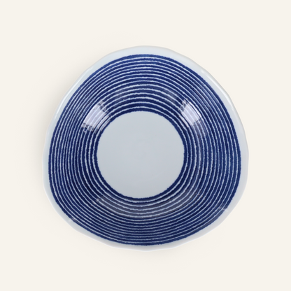 Hasamiyaki Porcelain Noodle Bowl "Indigo Komasuji"