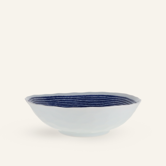 Hasamiyaki Porcelain Noodle Bowl "Indigo Komasuji"