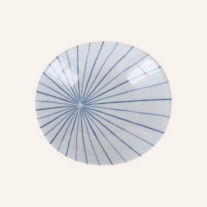 Minoyaki "Hosha" Striped Flared Porcelain Plate