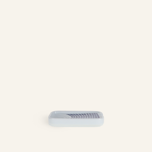 Small rectangular Hasamiyaki porcelain plate "Indigo Tokusa"