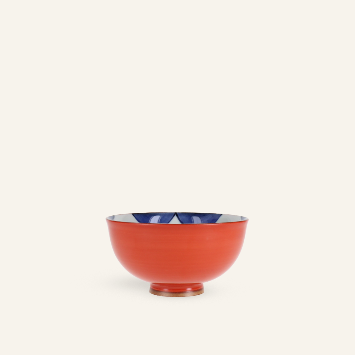 Hasamiyaki "Okame" porcelain red rice bowl