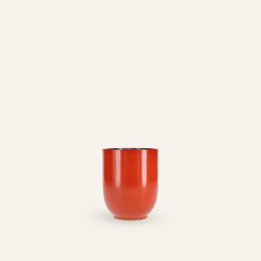 Hasamiyaki "Okame" Red Porcelain Teacup