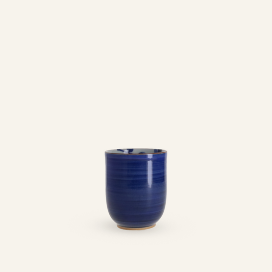 Hasamiyaki "Hyottoko" blue porcelain teacup