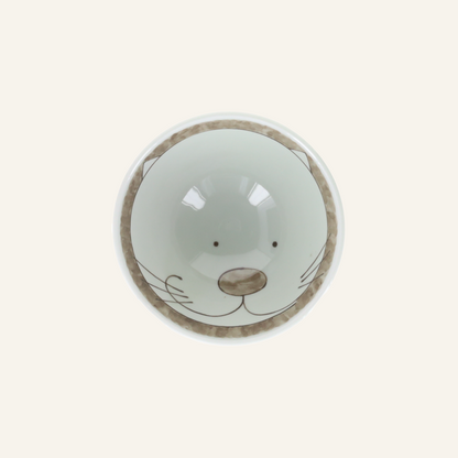 Hasamiyaki porcelain rice bowl "neko karakusa"