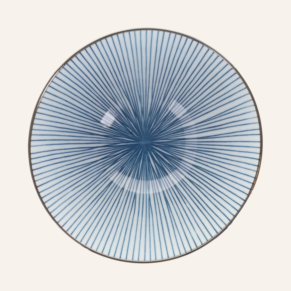 Bol à donburi à rayures bleues en porcelaine Minoyaki "naigai sensuji"