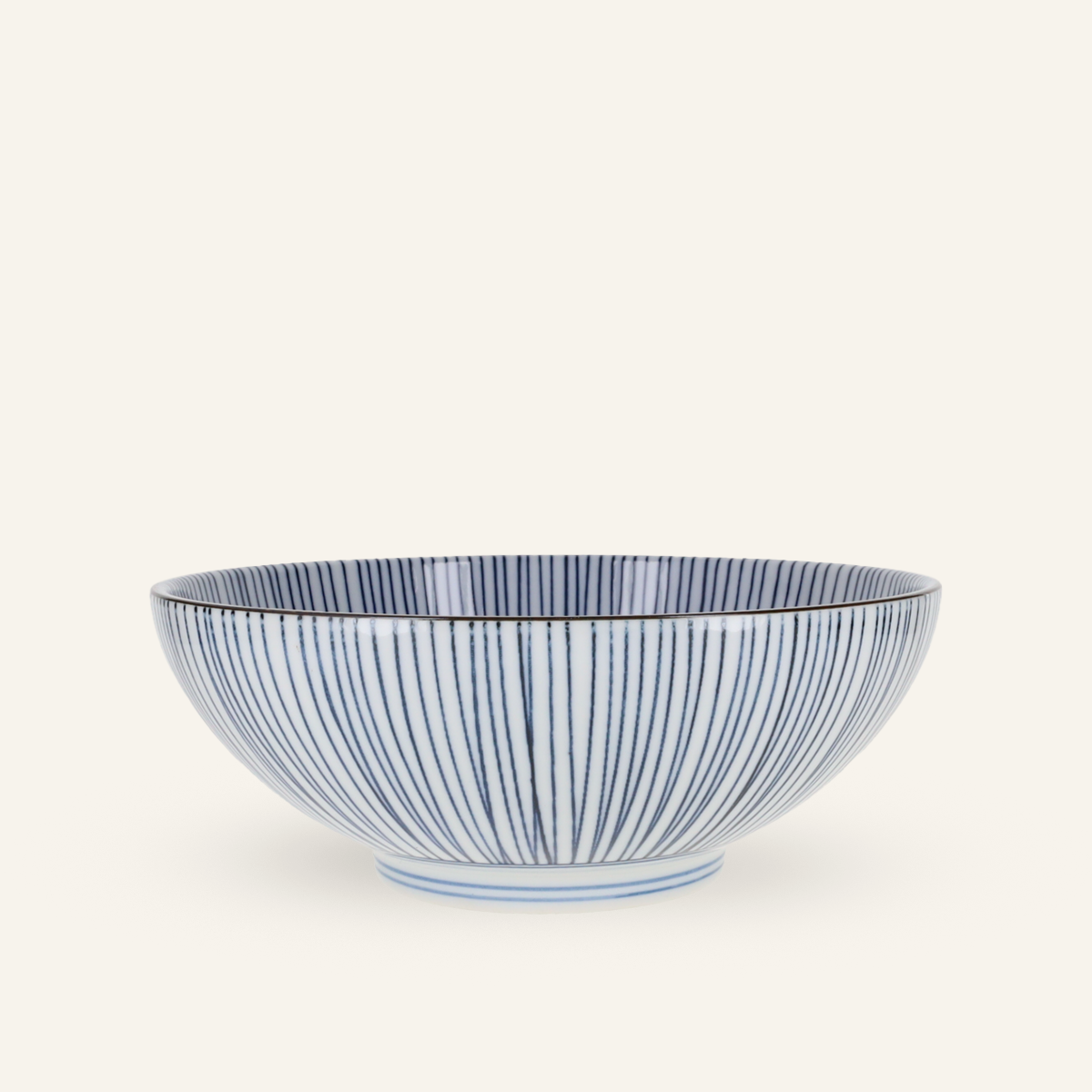 Bol à donburi à rayures bleues en porcelaine Minoyaki "naigai sensuji"