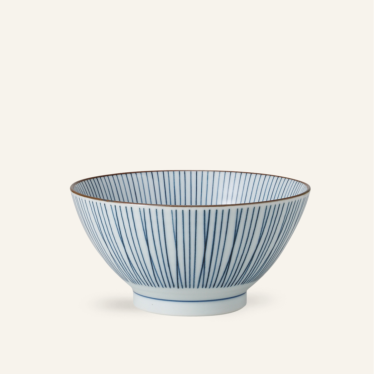 Minoyaki porcelain blue striped donburi bowl "naigai sensuji"