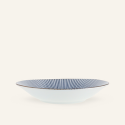 Minoyaki "sensuji" blue striped porcelain plate