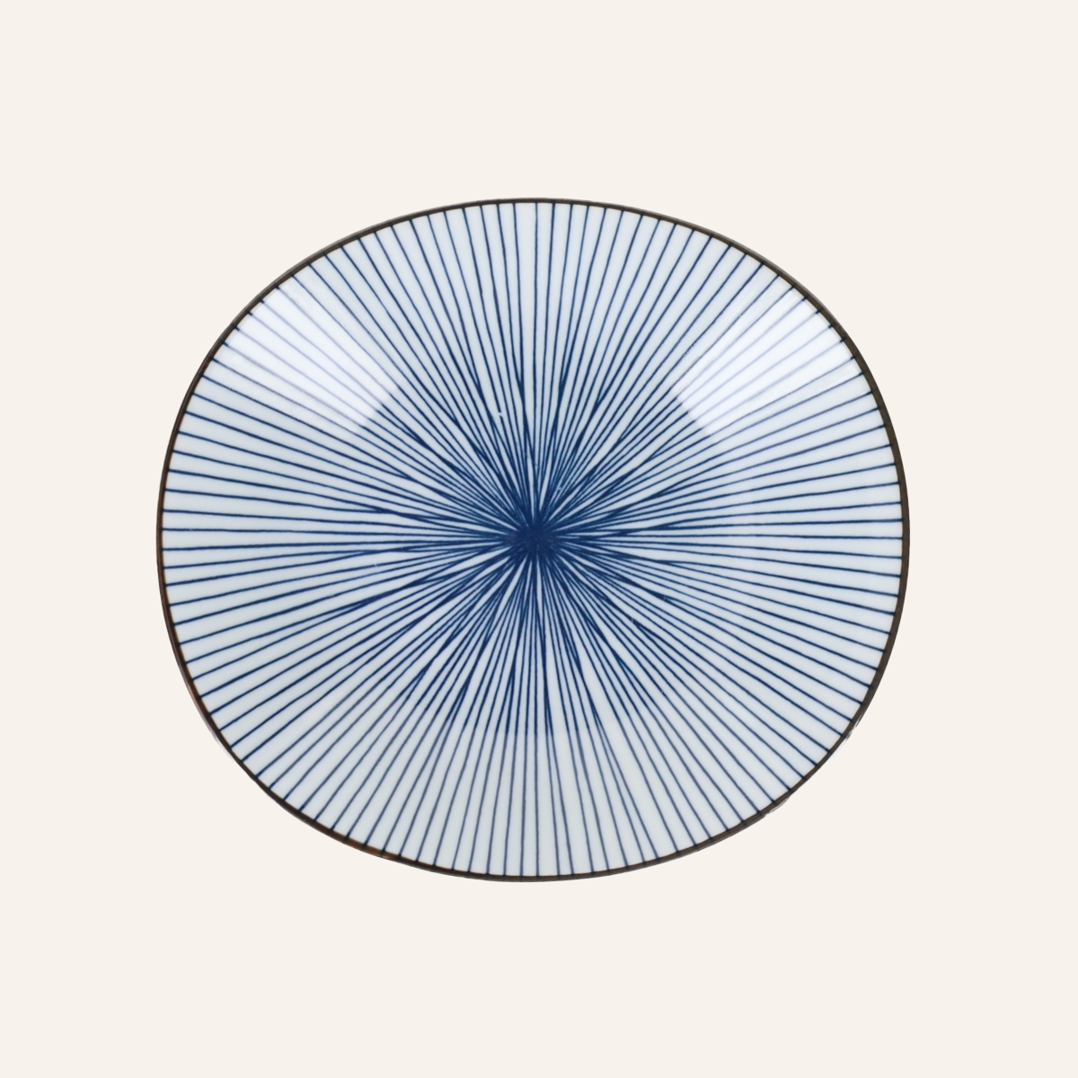 Minoyaki "sensuji" blue striped porcelain plate