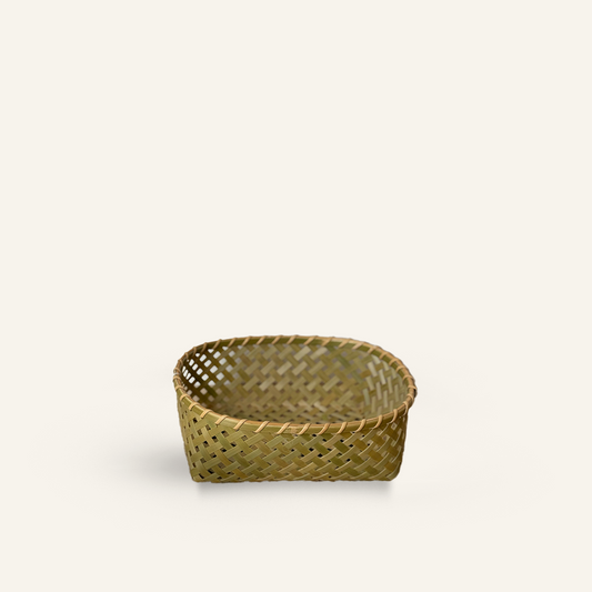 Yotsume Low Oval Bamboo Basket - Small (Ø22.5cm)