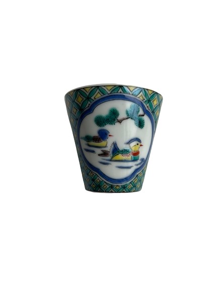 Verre à saké en porcelaine Kutaniyaki "Oshidori"