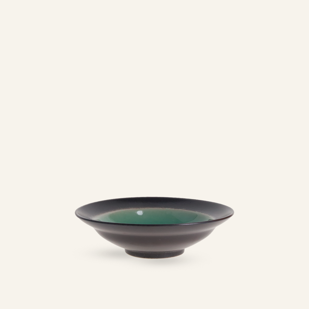 Small deep plate with cyan base, fine earthenware Minoyaki "umi"