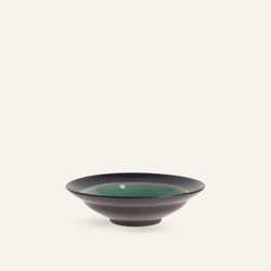Small deep plate with cyan base, fine earthenware Minoyaki "umi"