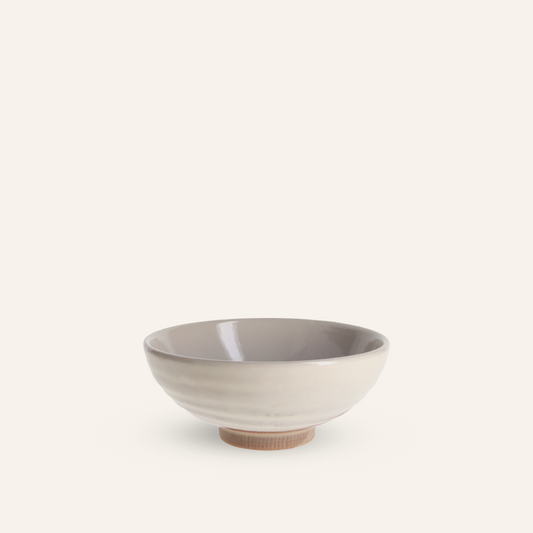 Setoyaki ceramic "kakebun" rice bowl with golden foot