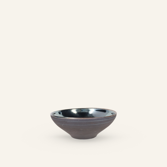 Shigarakiyaki "hikari" ceramic glossy black bowl